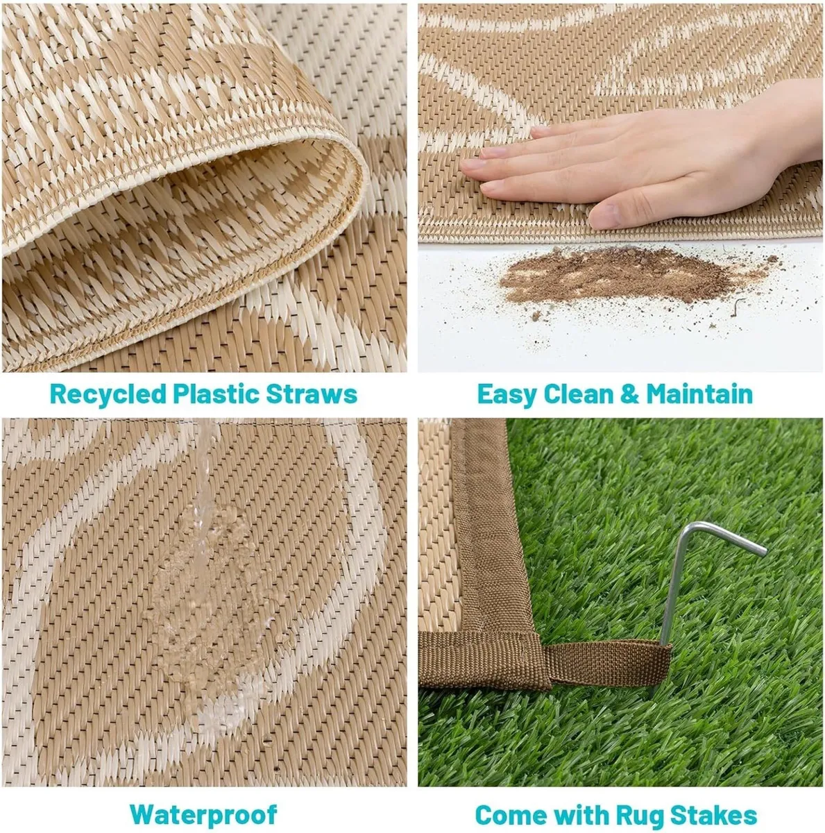 Outdoor Rug 270 x 360 cm Large Reversible Garden - Image 3