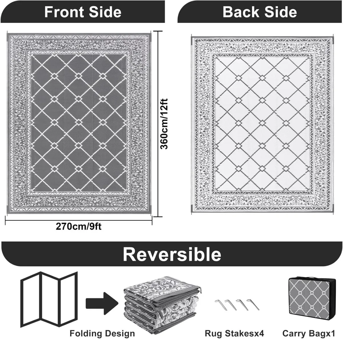 Outdoor Rug for Patios Waterproof 270x360 cm - Image 2