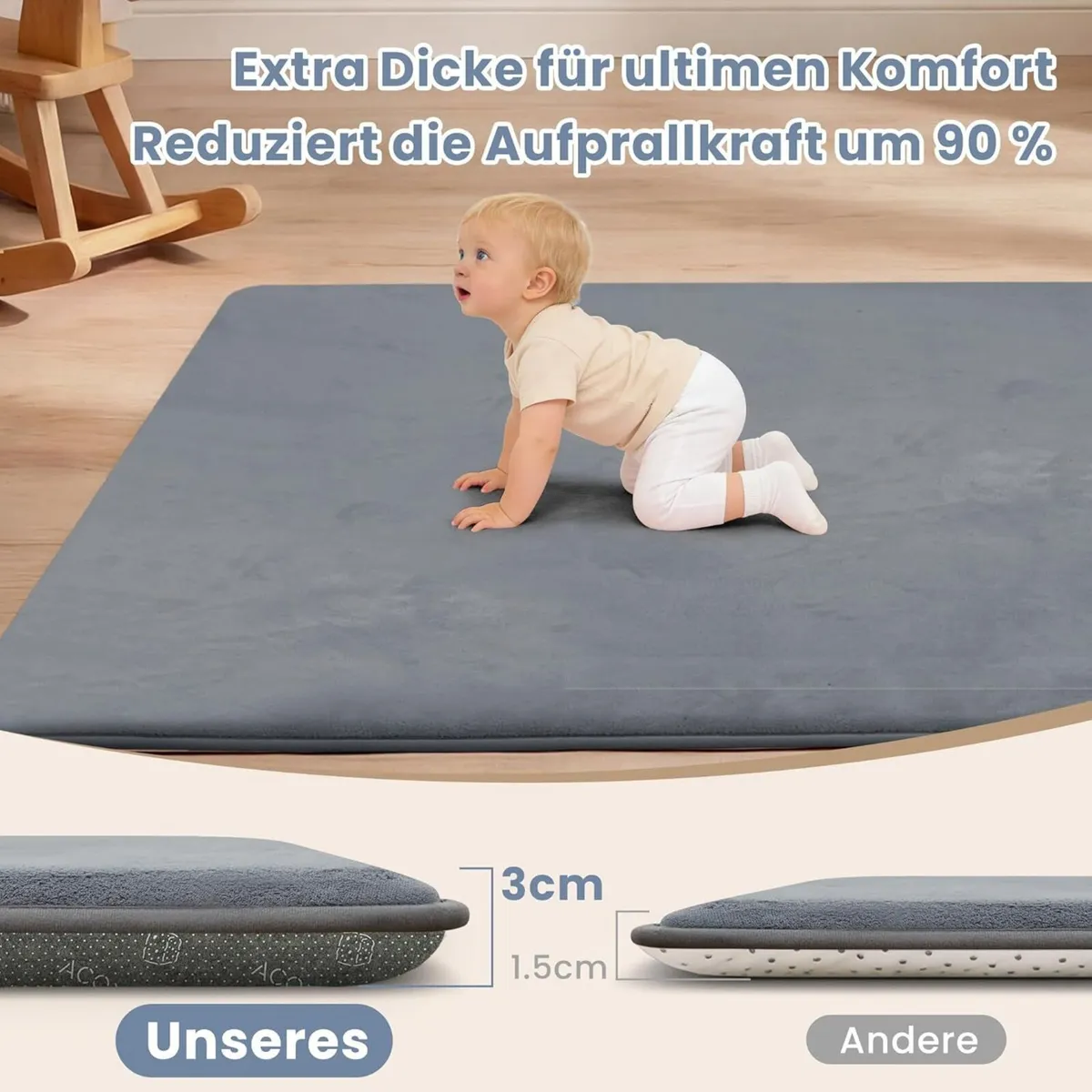 Extra Large Baby Play Mat 3cm Thick Memory Foam - Image 2