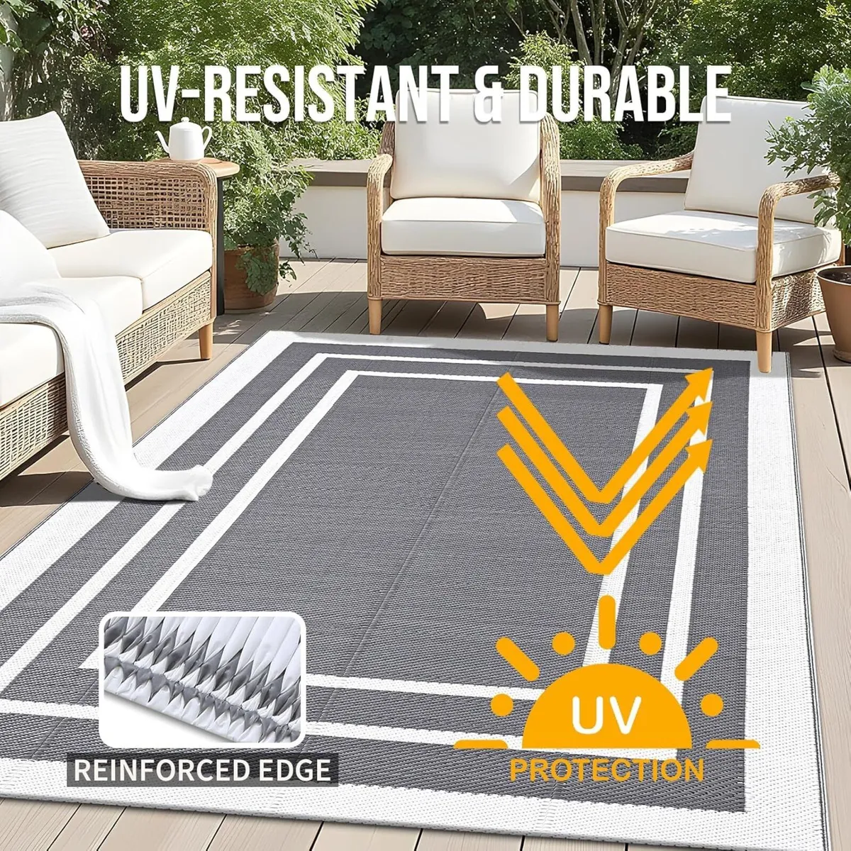 Waterproof Outdoor Rug Anti-slip Reversible UV - Image 4