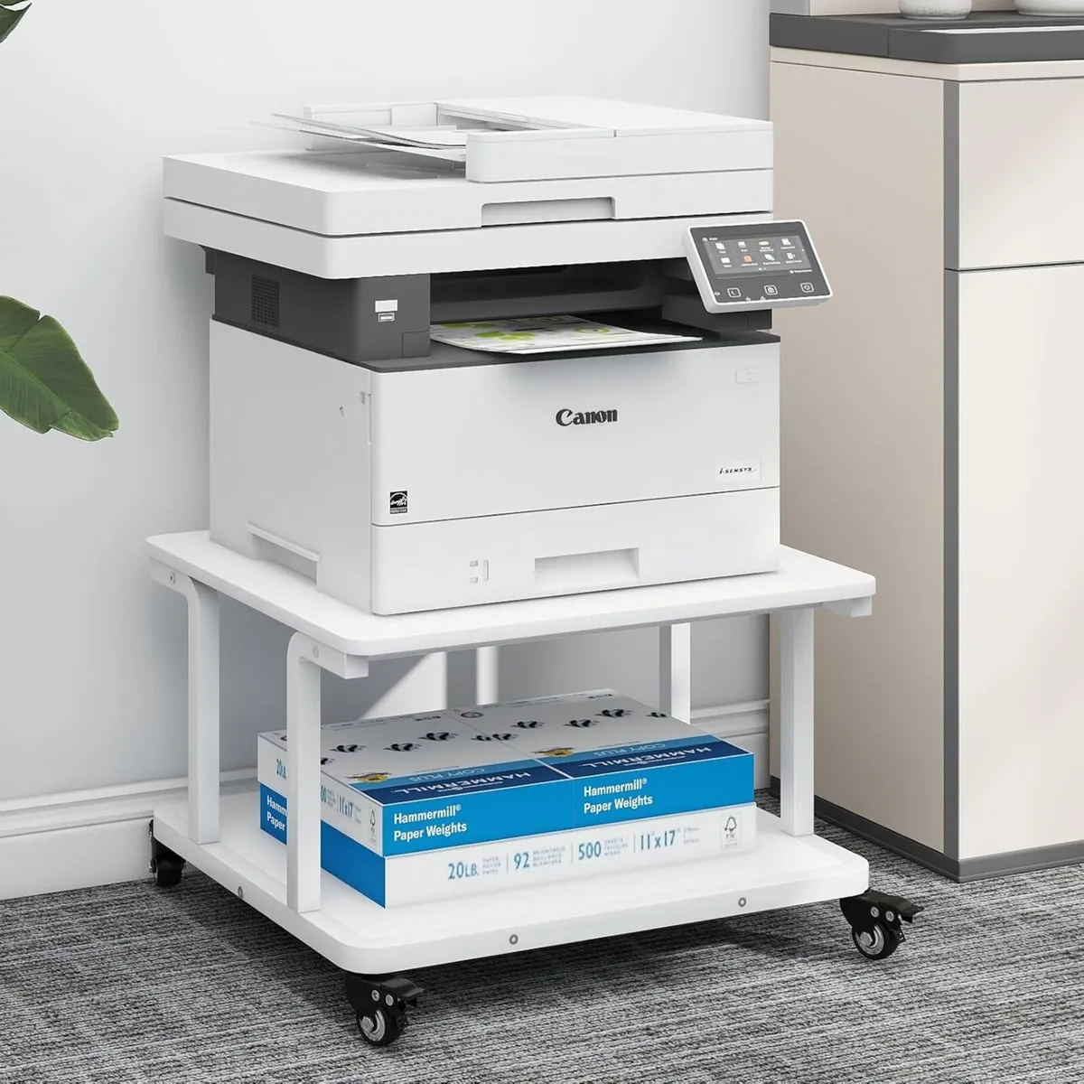 2-Tier Laser Printer Stand with Storage Shelf - Image 1