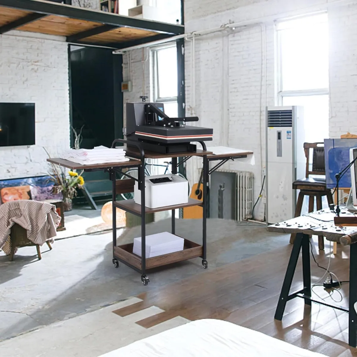 Heat Press Stand Table with 3-Tier Storage Heavy - Image 2