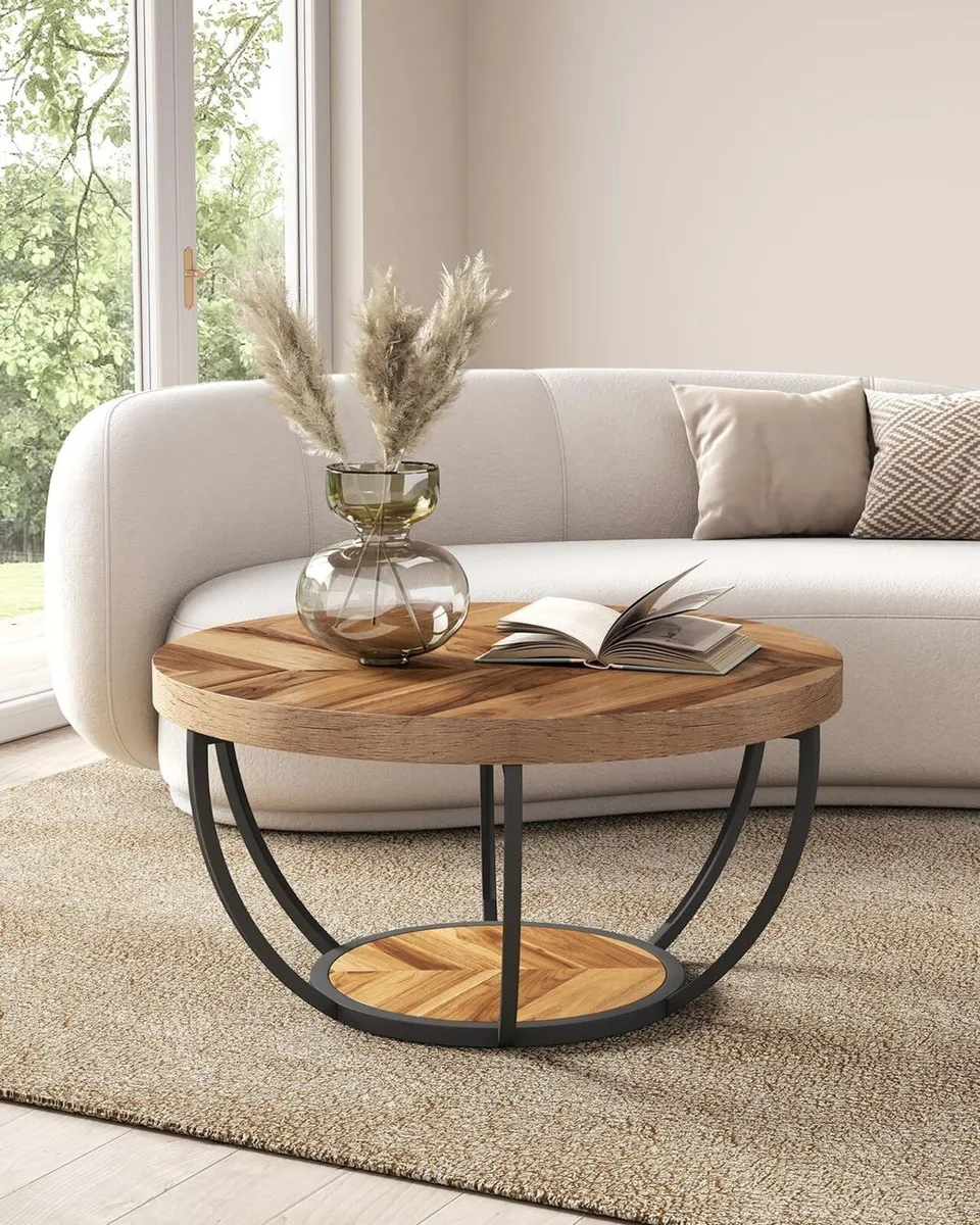 Round Coffee Table 32 Circle for Living Room - Image 4