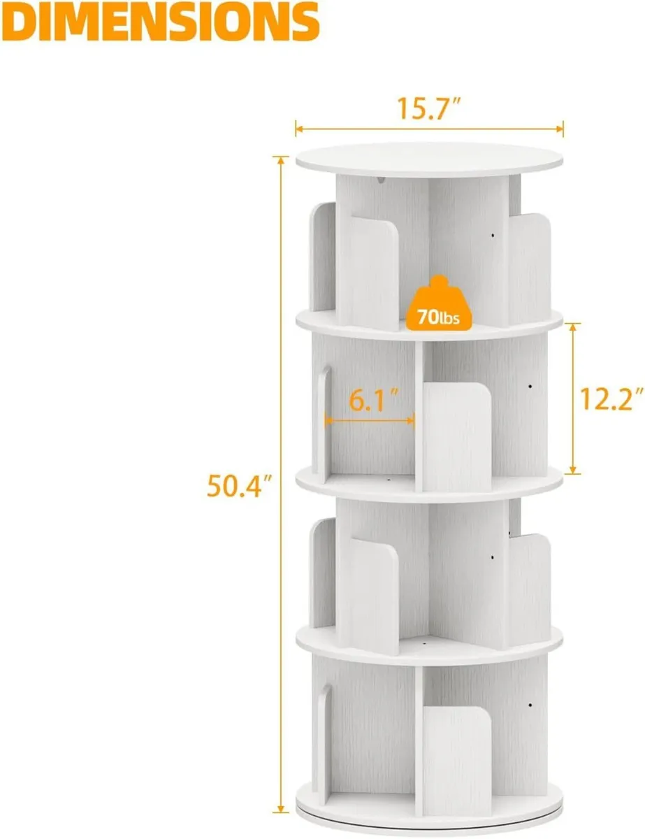 4 Tier Rotating Bookshelf 360 Display Spinning - Image 3