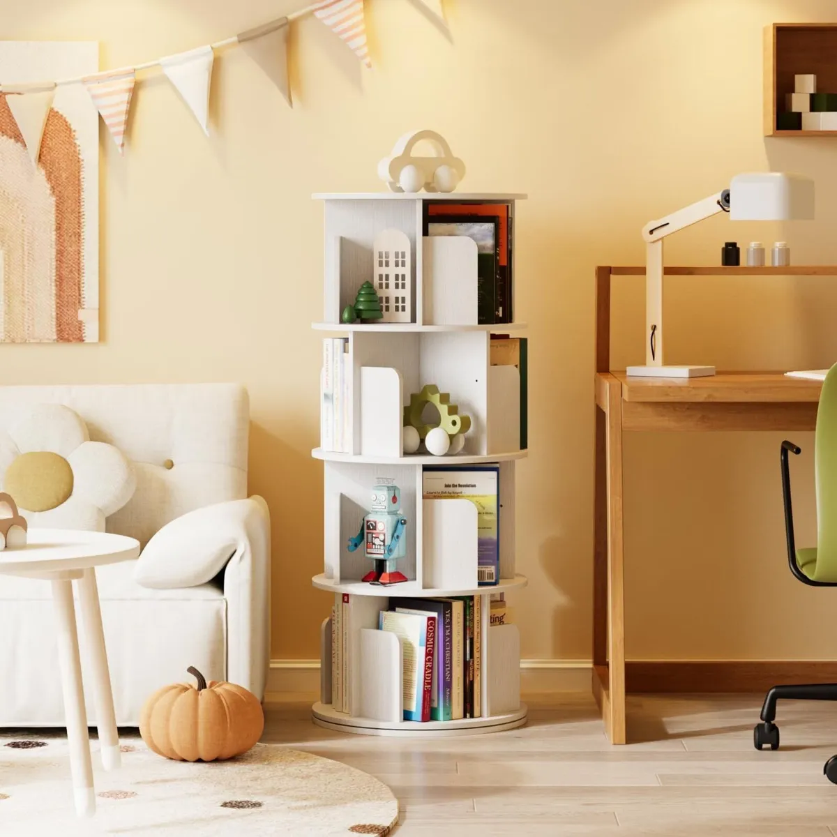 4 Tier Rotating Bookshelf 360 Display Spinning - Image 2