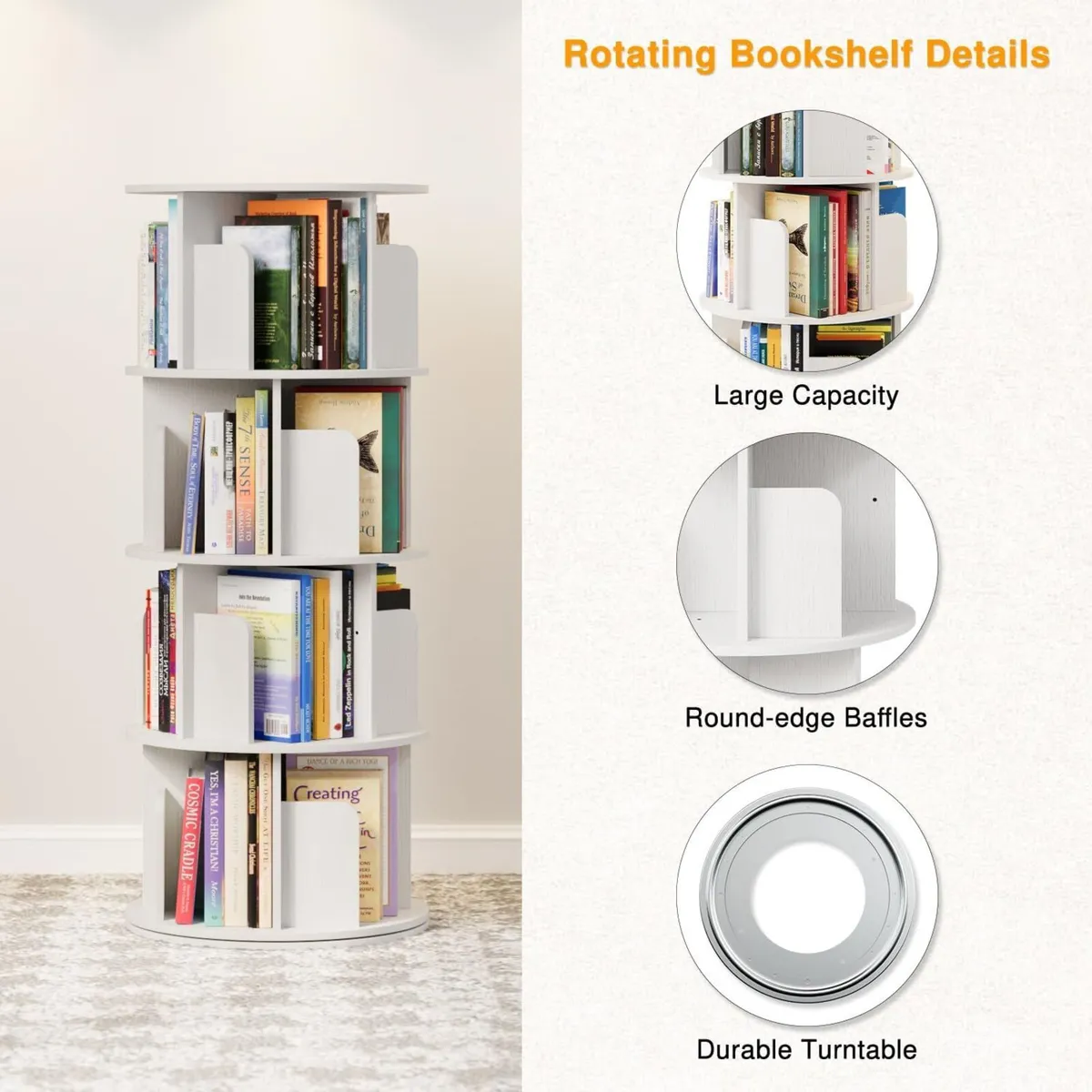 4 Tier Rotating Bookshelf 360 Display Spinning - Image 4