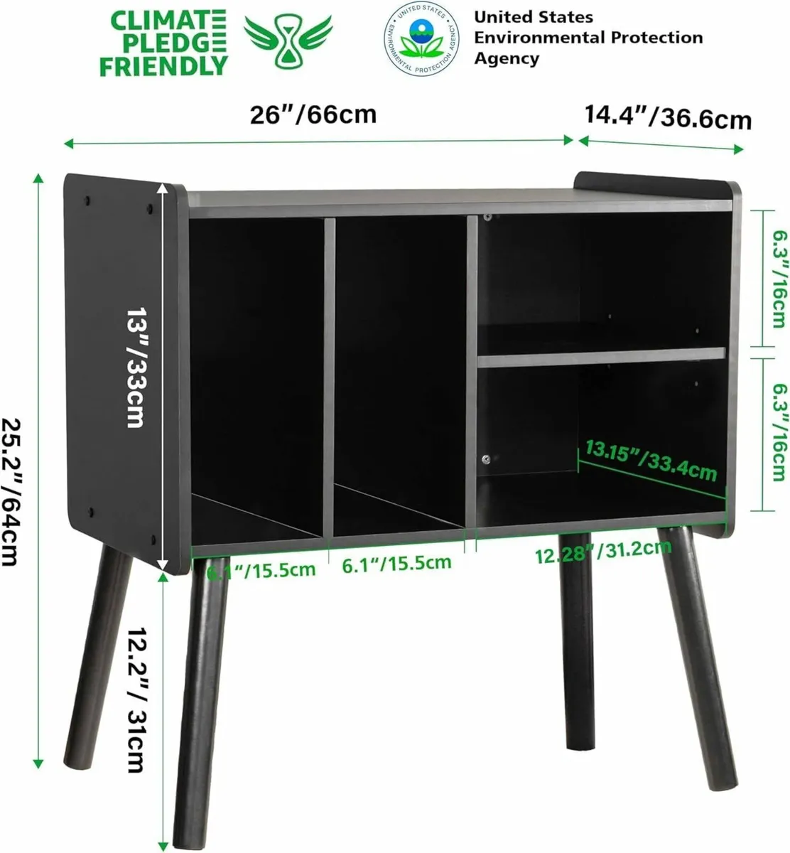 Record Player Table Mid-Century Stand with Vinyl - Image 2