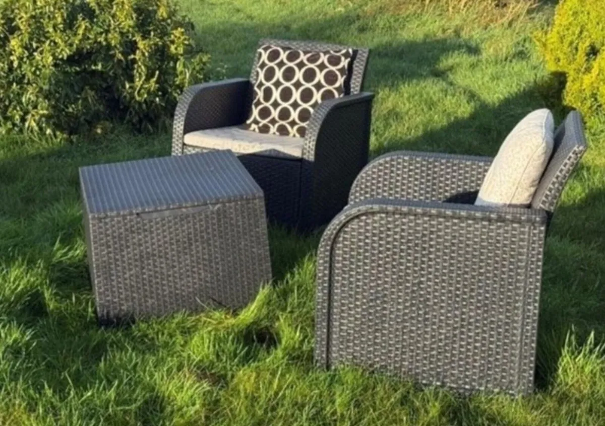 3-Piece Rattan Garden Furniture Set w/ Cushions - Image 3