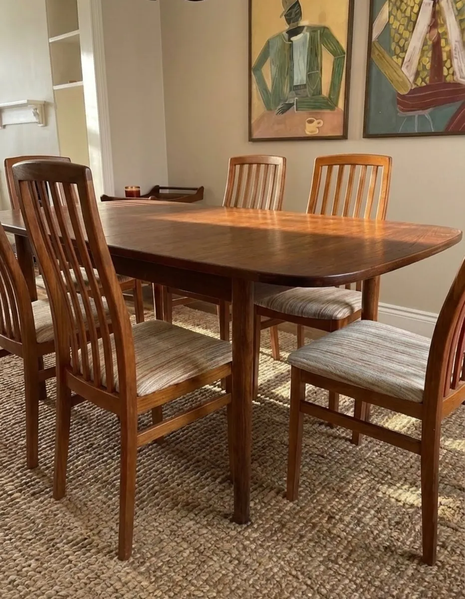 G Plan Teak Extendable MCM Dining Table 6 Chairs - Image 2