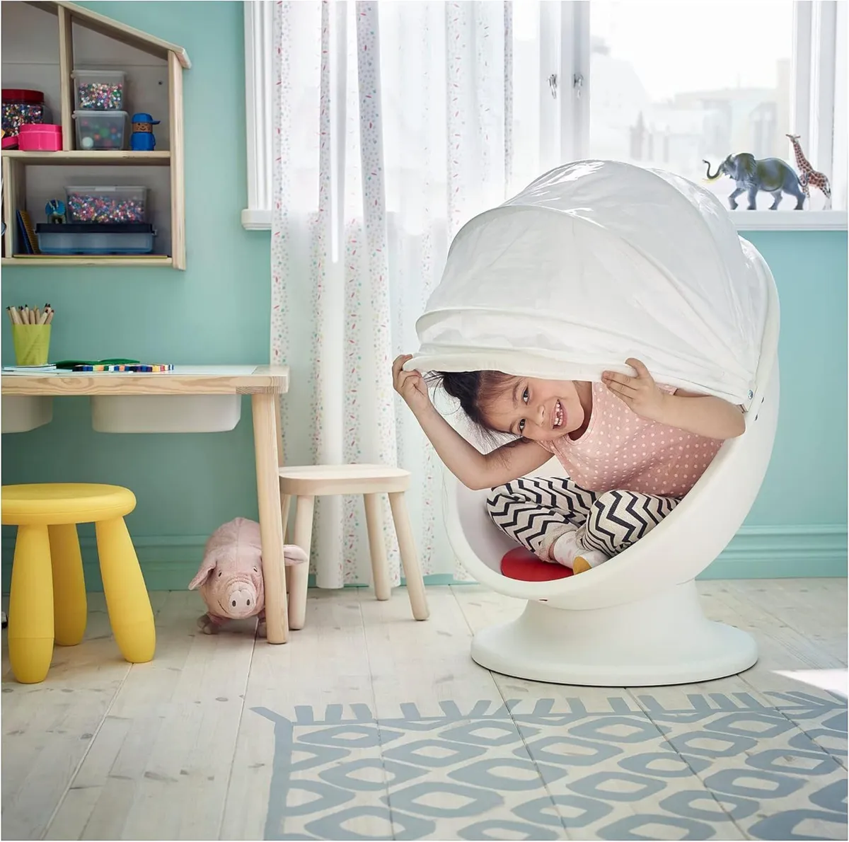 PS LÖMSK Swivel Armchair White/red - Image 2