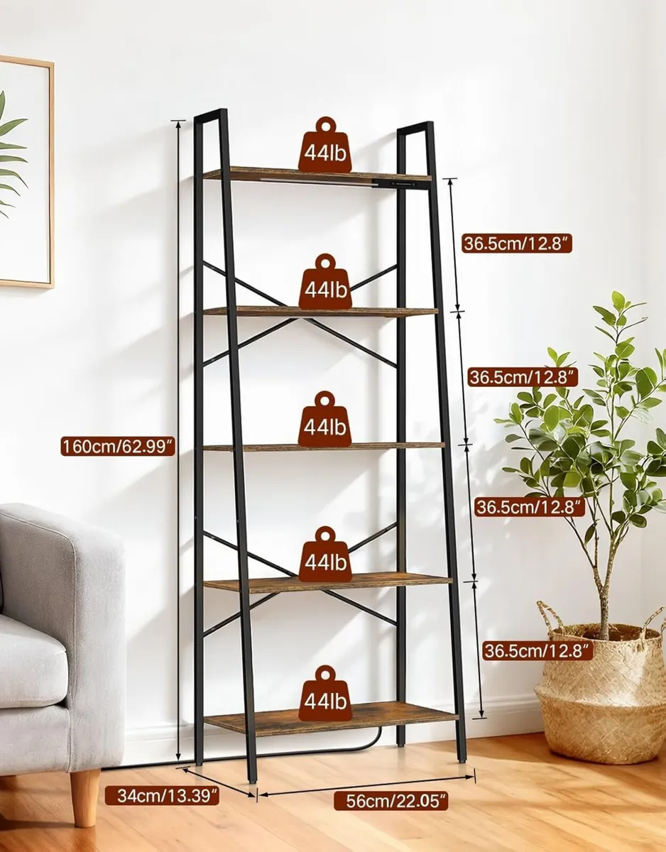 5-Tier Wide Ladder Shelf with LED Lights Touch - Image 2