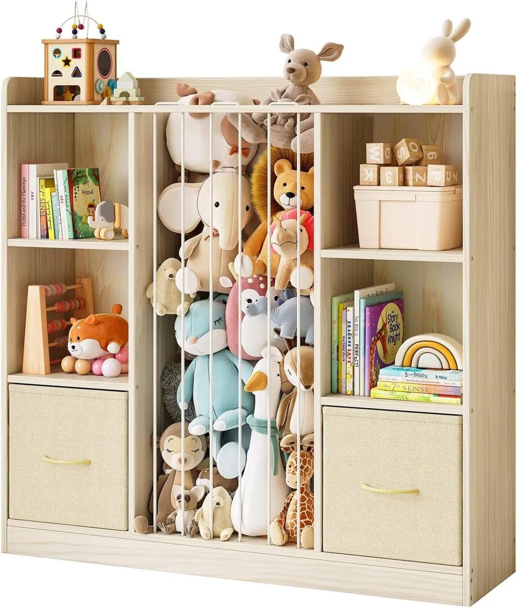 Toy Storage Organizer with Stuffed Animal Wooden - Image 1
