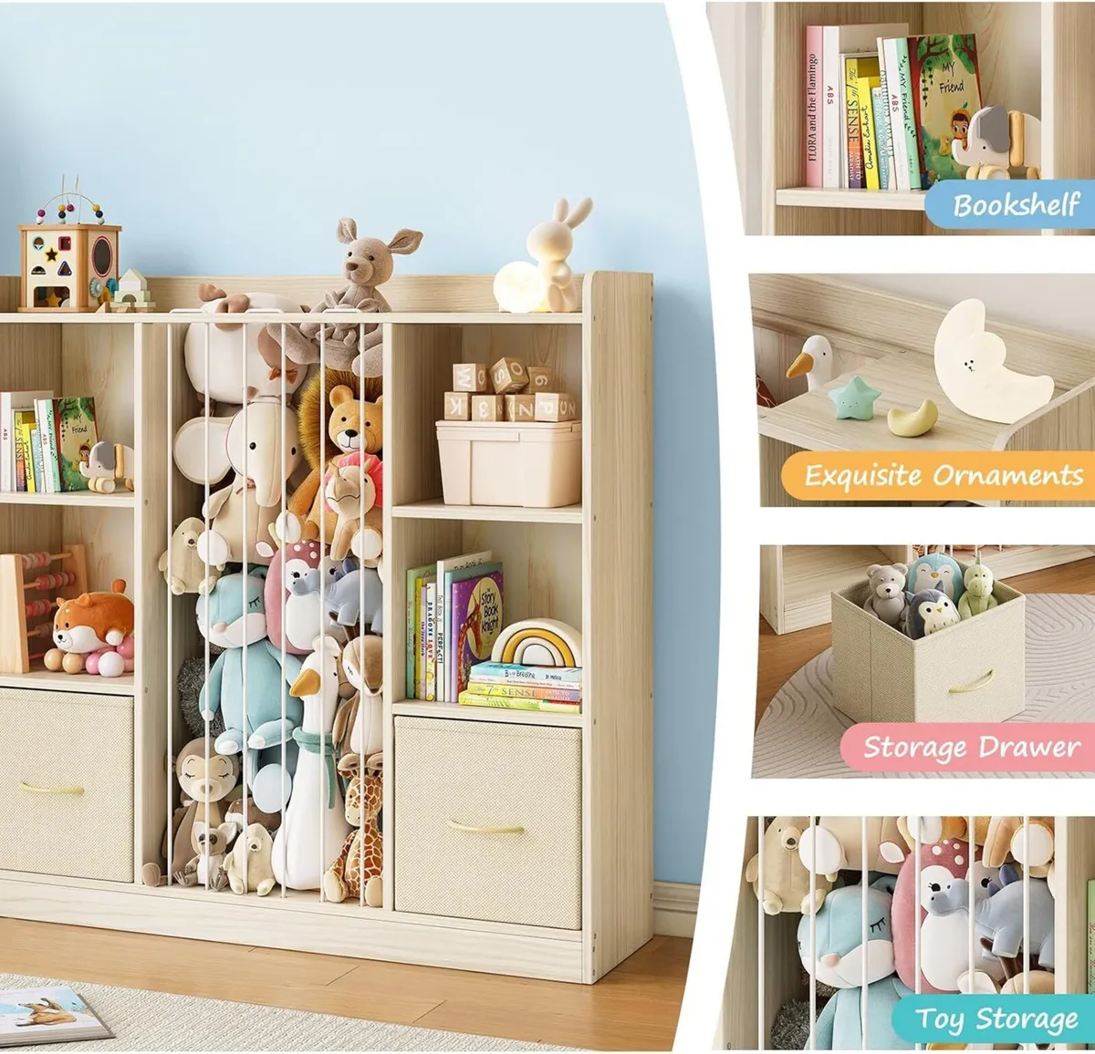 Toy Storage Organizer with Stuffed Animal Wooden - Image 4