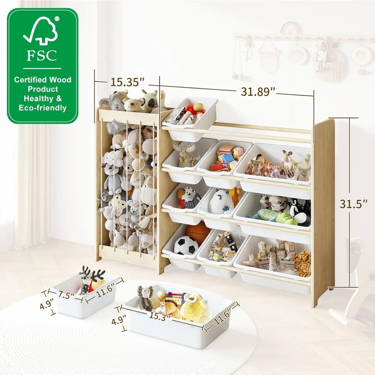 Kids Toy Storage Organizer 2-in-1 Stuffed Animal - Image 2