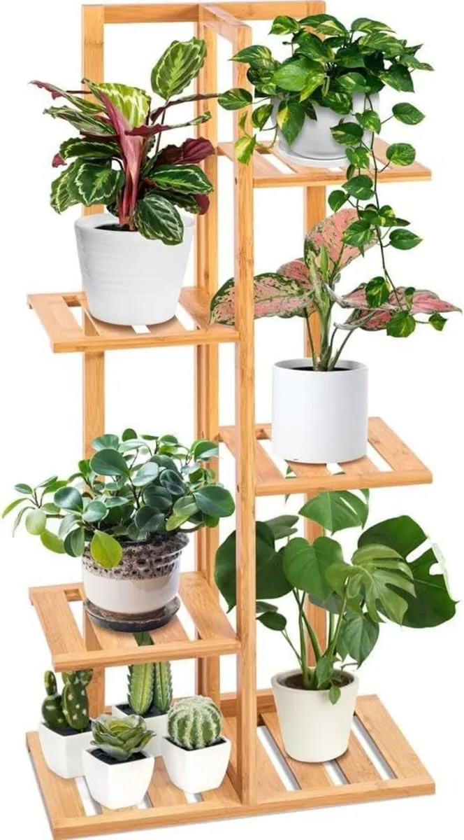 Bamboo Plant Stands Indoor 6 Tier Tall Corner - Image 1