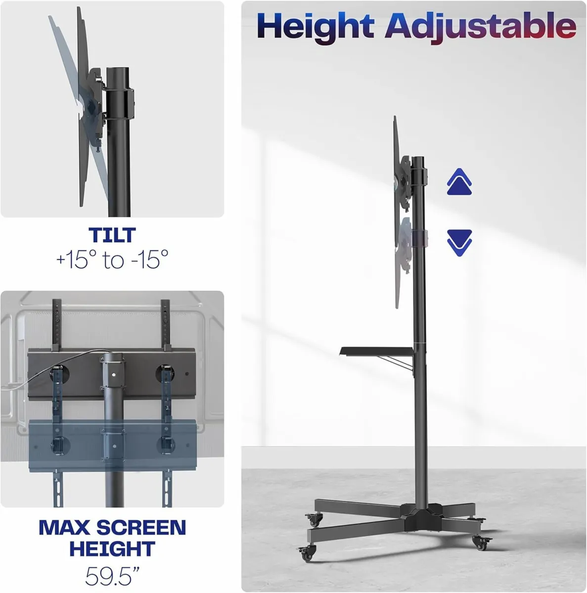 Mobile TV Cart for 13 to 60 inch Screens up 25kg - Image 3