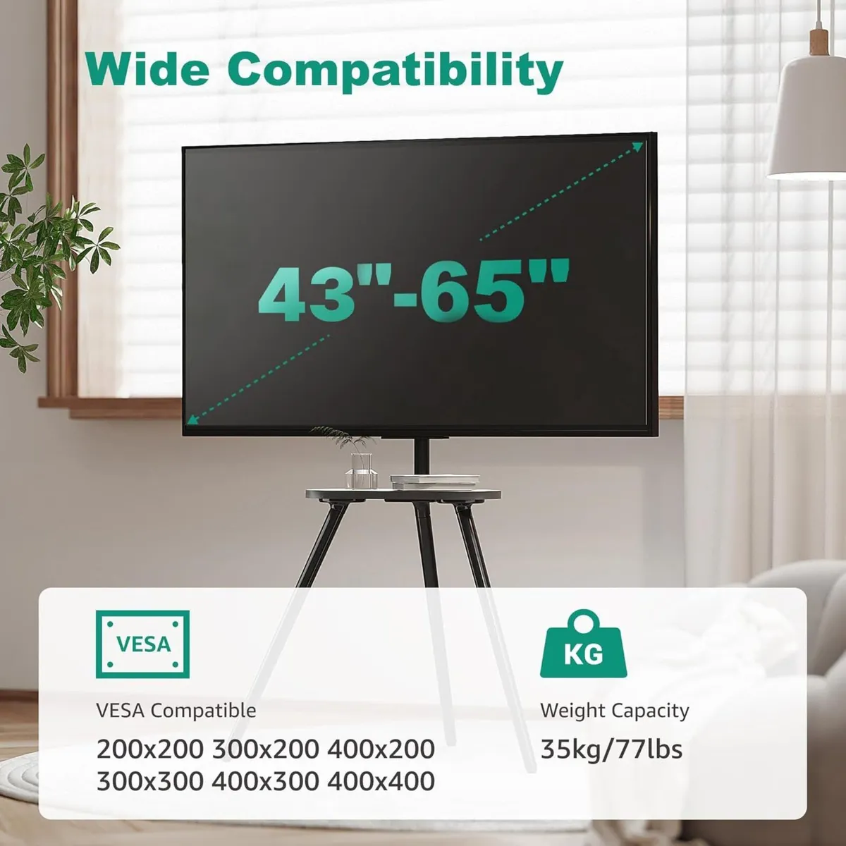 Easel Tripod TV Stand for 43-65 Inch Portable - Image 3