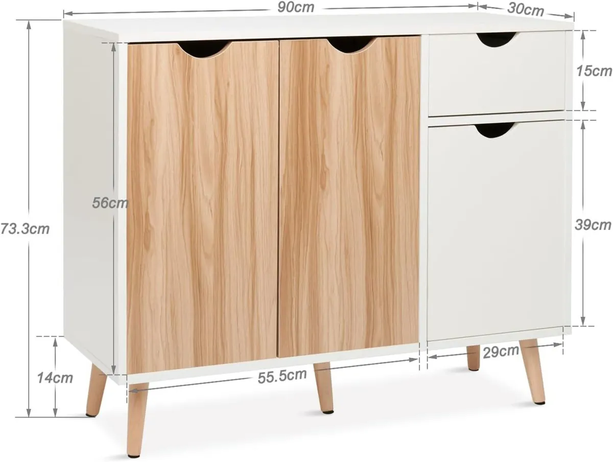 Sideboard Cupboard Storage Cabinet with 3 Doors - Image 3