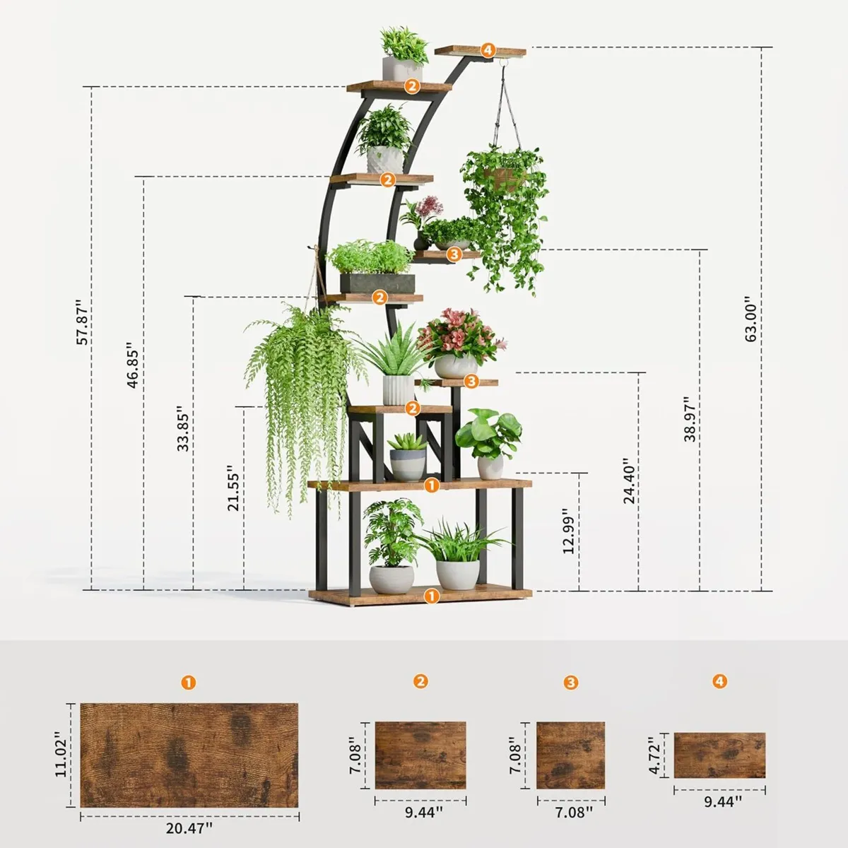 Plant Stand Indoor With Grow Lights - 9 Tiered - Image 2