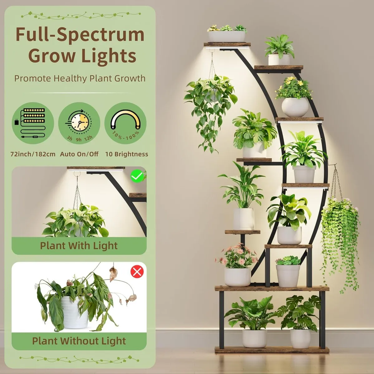 Plant Stand Indoor With Grow Lights - 9 Tiered - Image 4