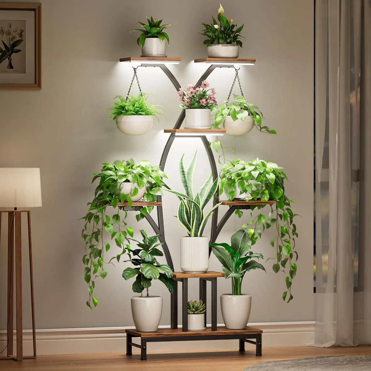 Plant Stand Indoor with Grow Lights 163cm Tall - Image 1
