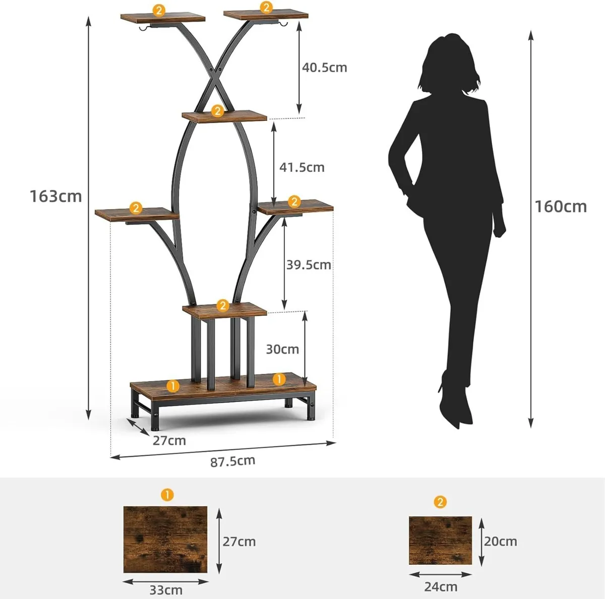 Plant Stand Indoor with Grow Lights 163cm Tall - Image 2