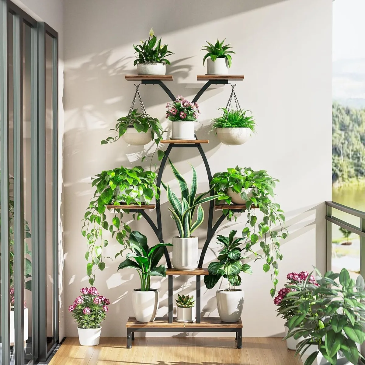 Plant Stand Indoor with Grow Lights 163cm Tall - Image 3