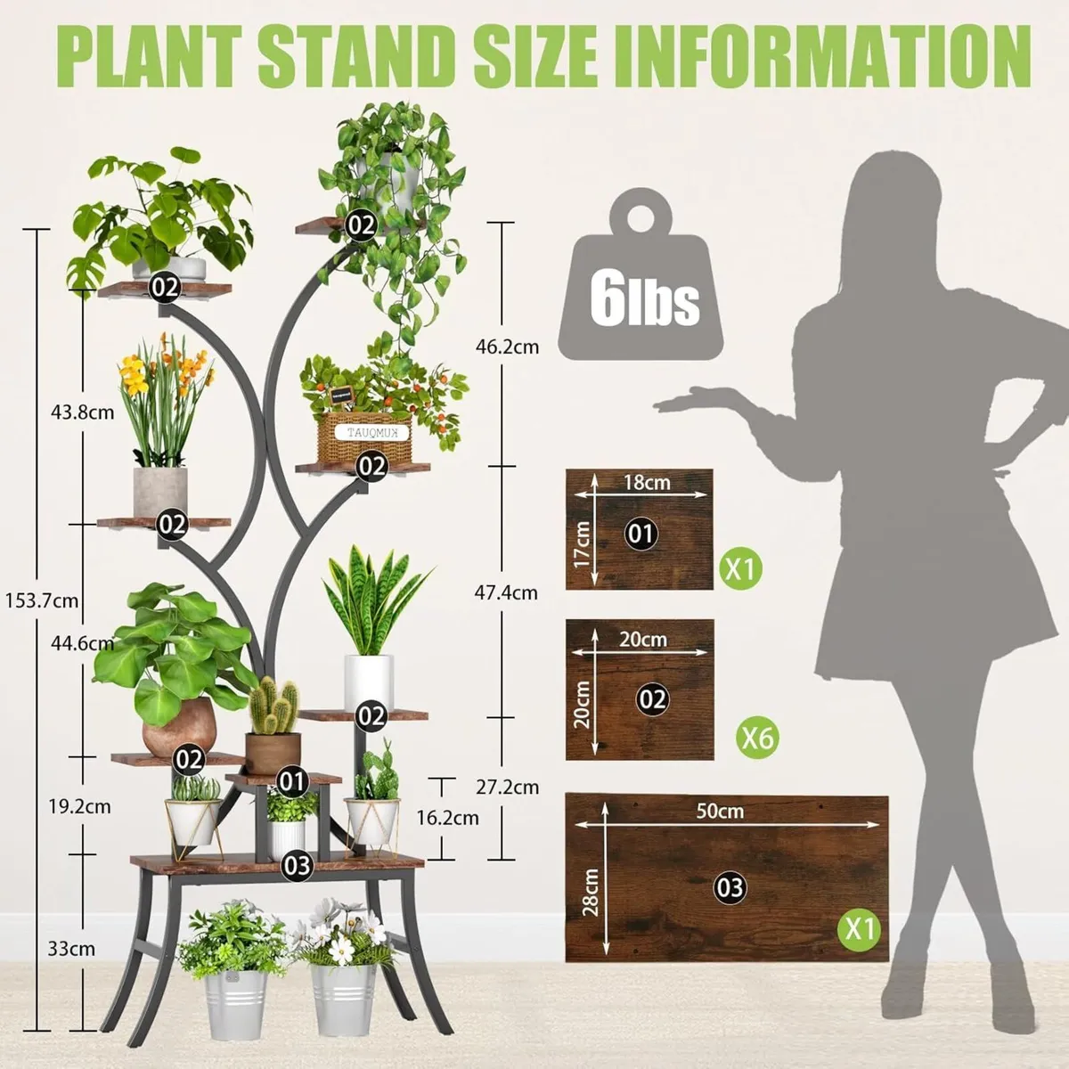 Plant Stand With Grow Lights 8Tiered 63“ Indoor - Image 2