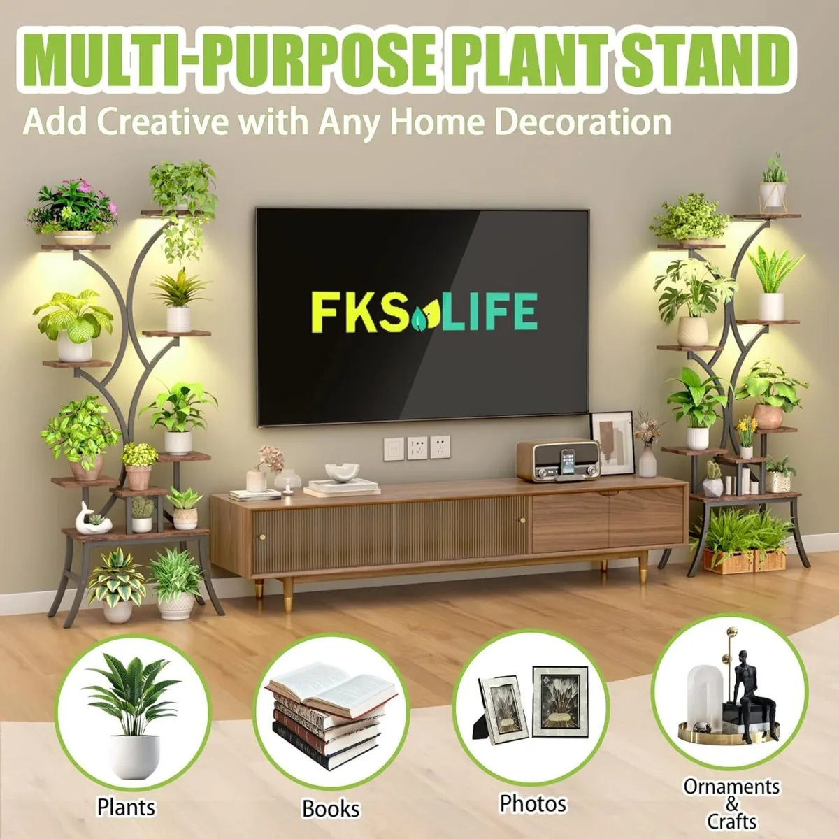 Plant Stand With Grow Lights 8Tiered 63“ Indoor - Image 3