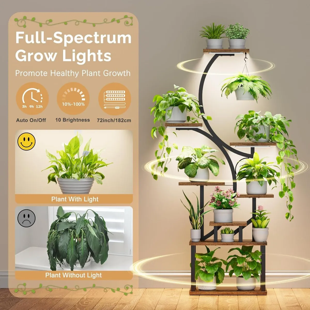 Plant Stand Indoor with Grow Lights 8 Tiered - Image 4