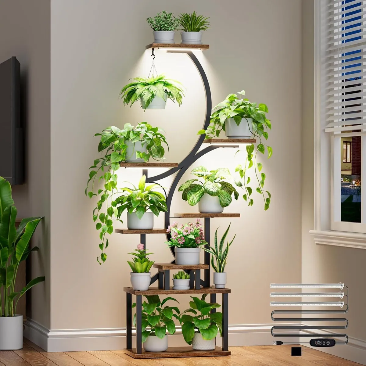 Plant Stand Indoor with Grow Lights 8 Tiered - Image 1