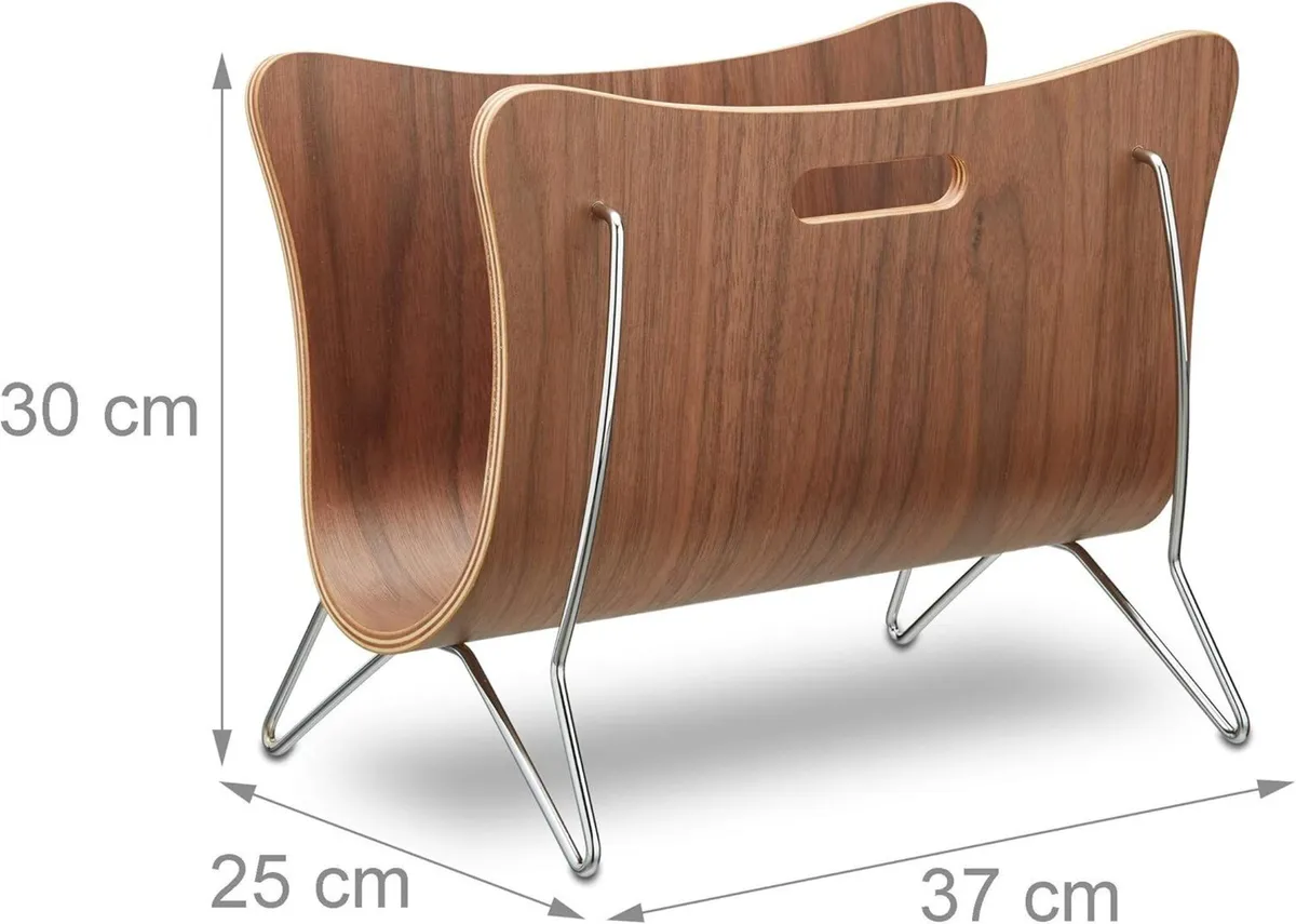 Wooden Newspaper Stand Bentwood Magazine Rack - Image 3