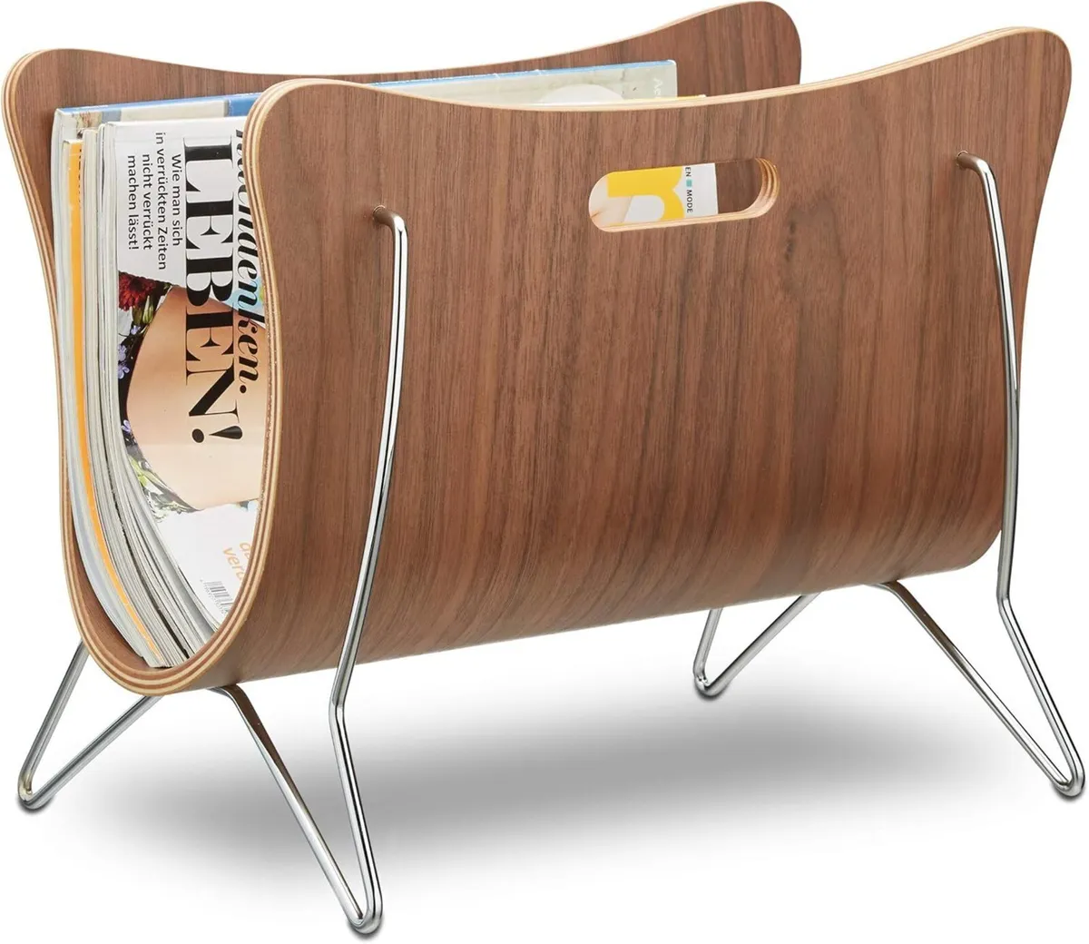 Wooden Newspaper Stand Bentwood Magazine Rack - Image 1