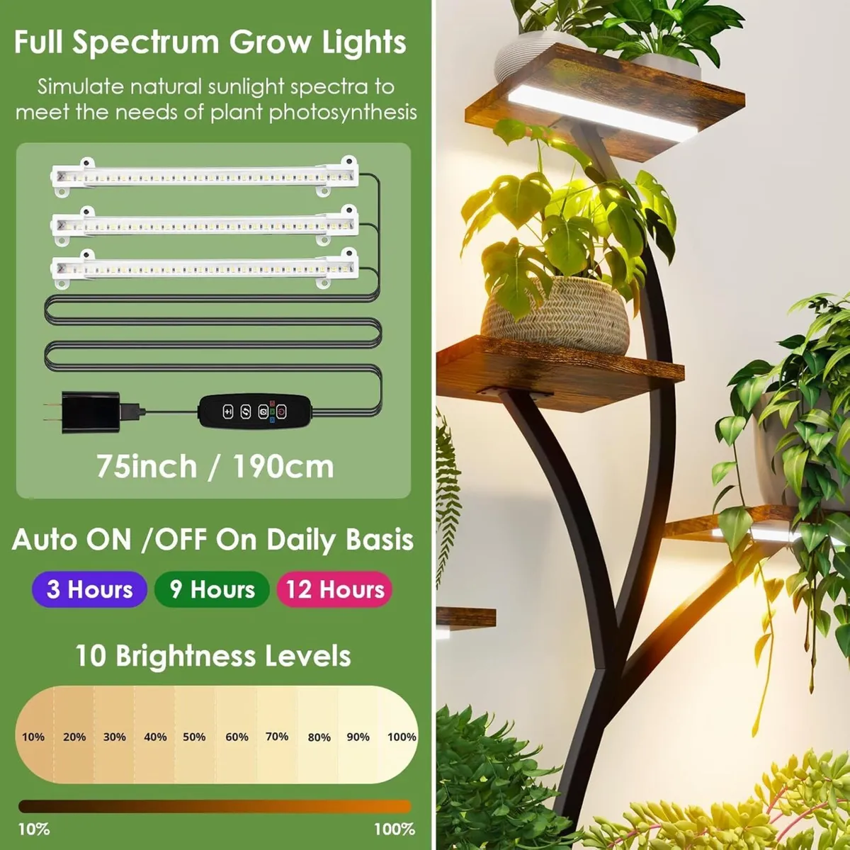 Plant Stand Indoor with Grow Lights 9-Tier Tall - Image 3