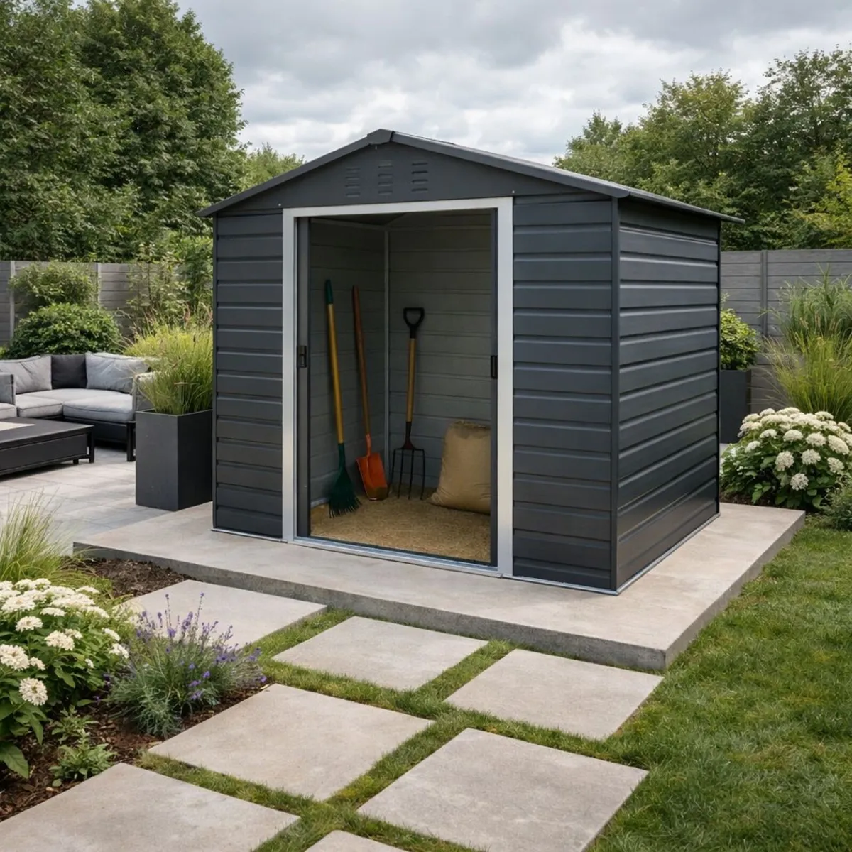 8×6 Alpine Steel Garden Sheds – Anthracite Grey - Image 2