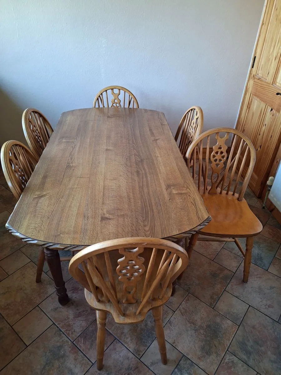 Kitchen teak table with 6 chairs - Image 2