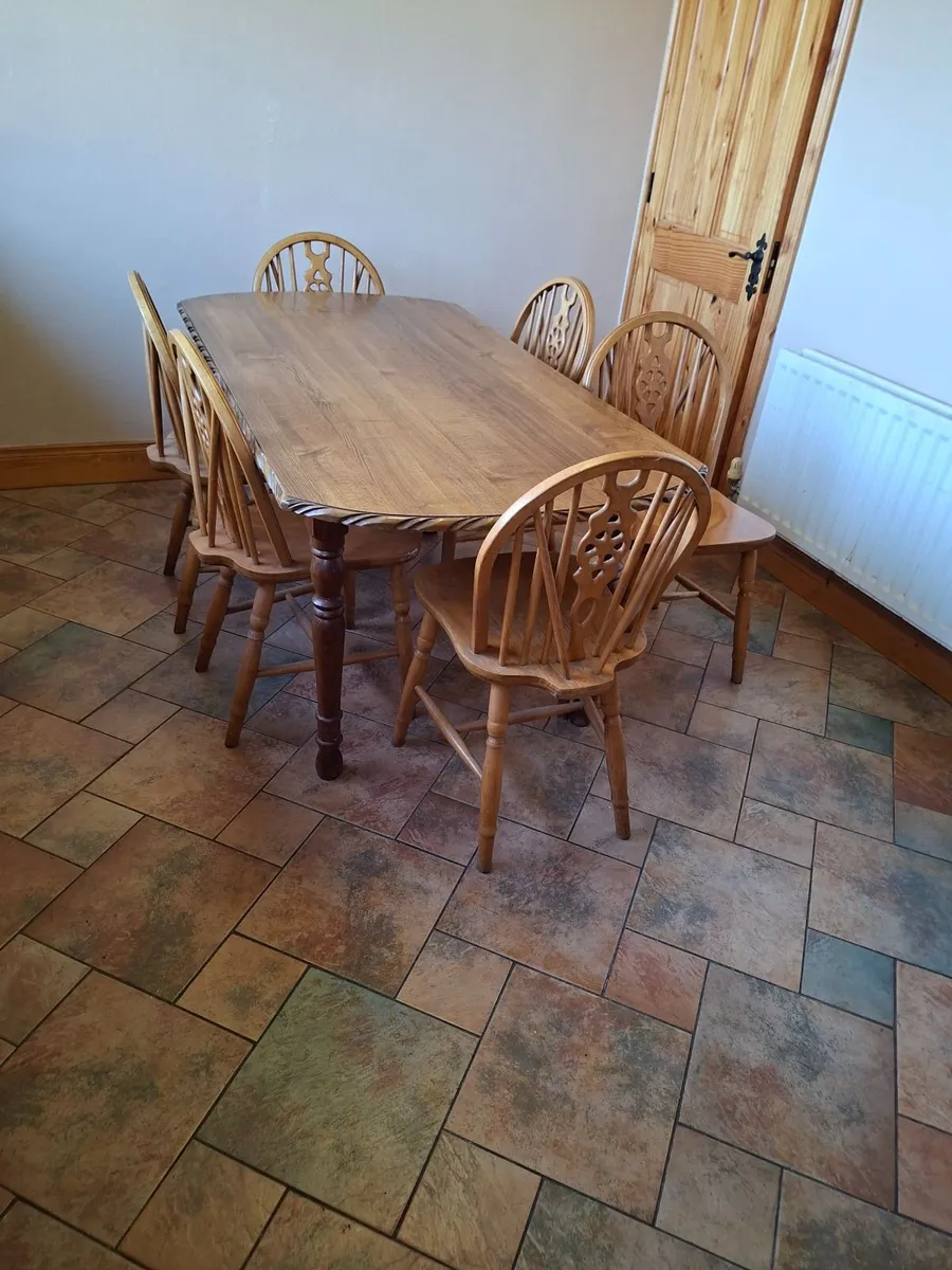 Kitchen teak table with 6 chairs - Image 3
