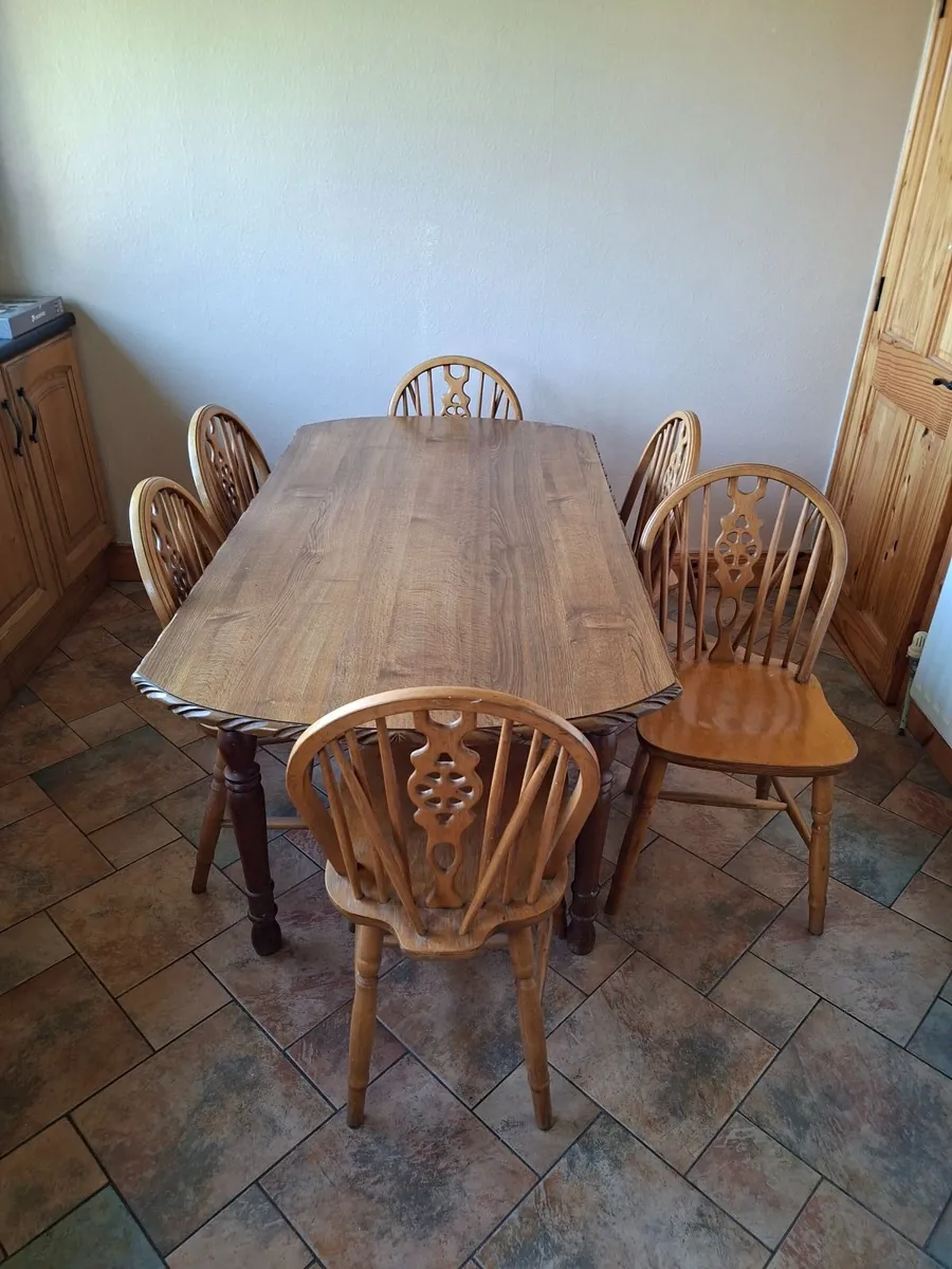 Kitchen teak table with 6 chairs - Image 1