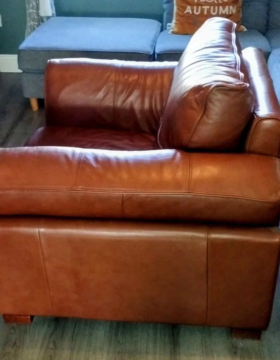 Brown leather armchair - Image 2