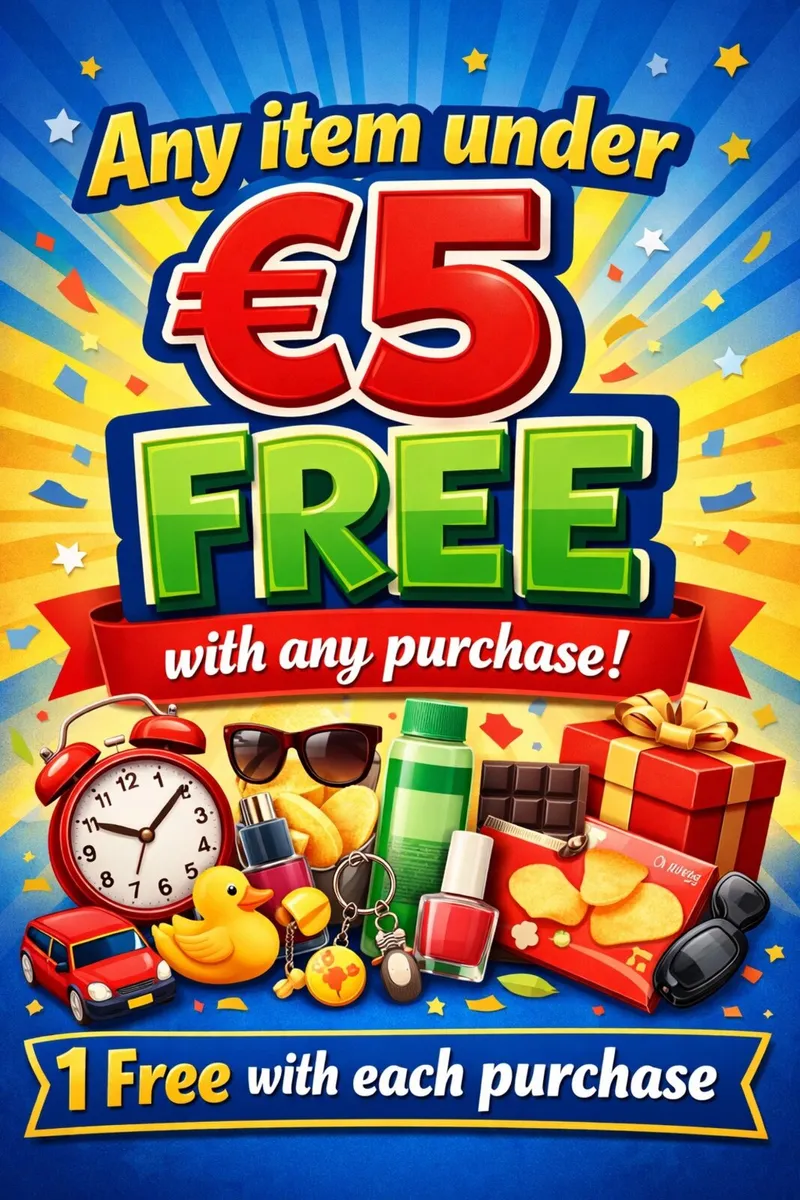 Any item under €5 free with any purchase on my ads