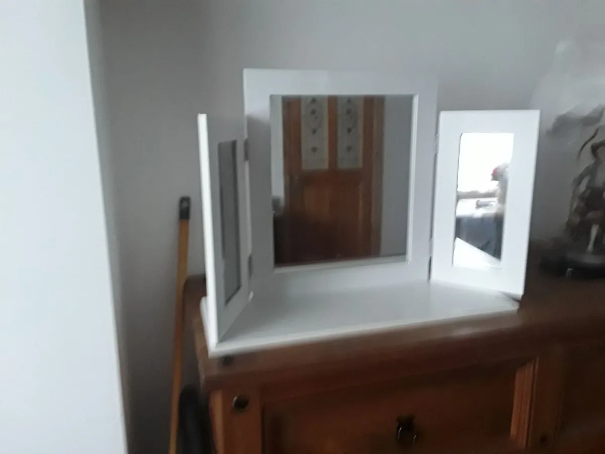 Three-way dressing table mirror solid wood - Image 3