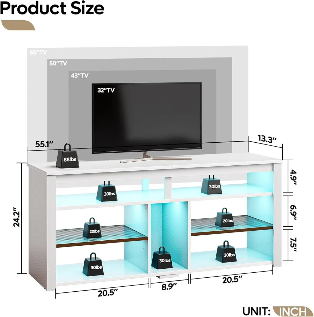 140CM LED TV Cabinet 55-65 Inch Stand with - Image 2