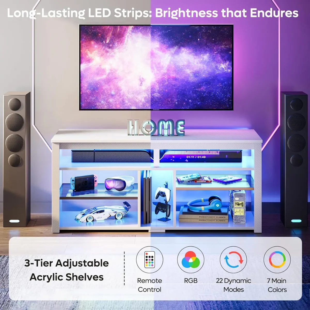 140CM LED TV Cabinet 55-65 Inch Stand with - Image 3