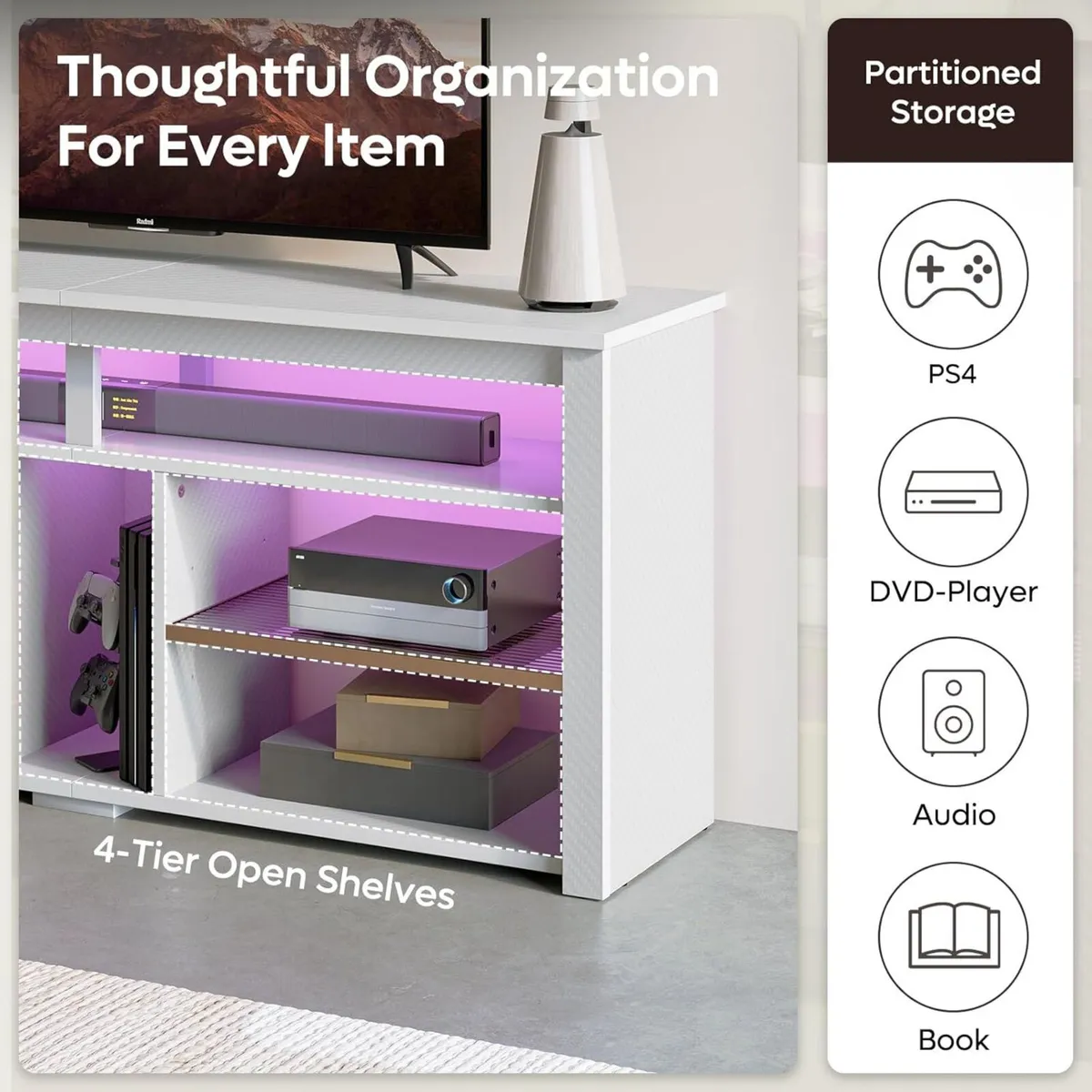 140CM LED TV Cabinet 55-65 Inch Stand with - Image 4