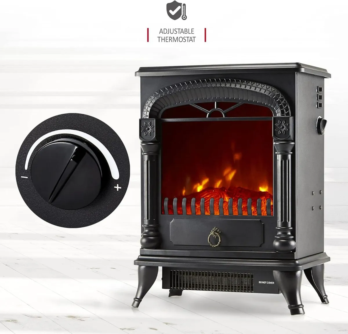 Electric Fireplace Stove Heater with Log Wood - Image 4