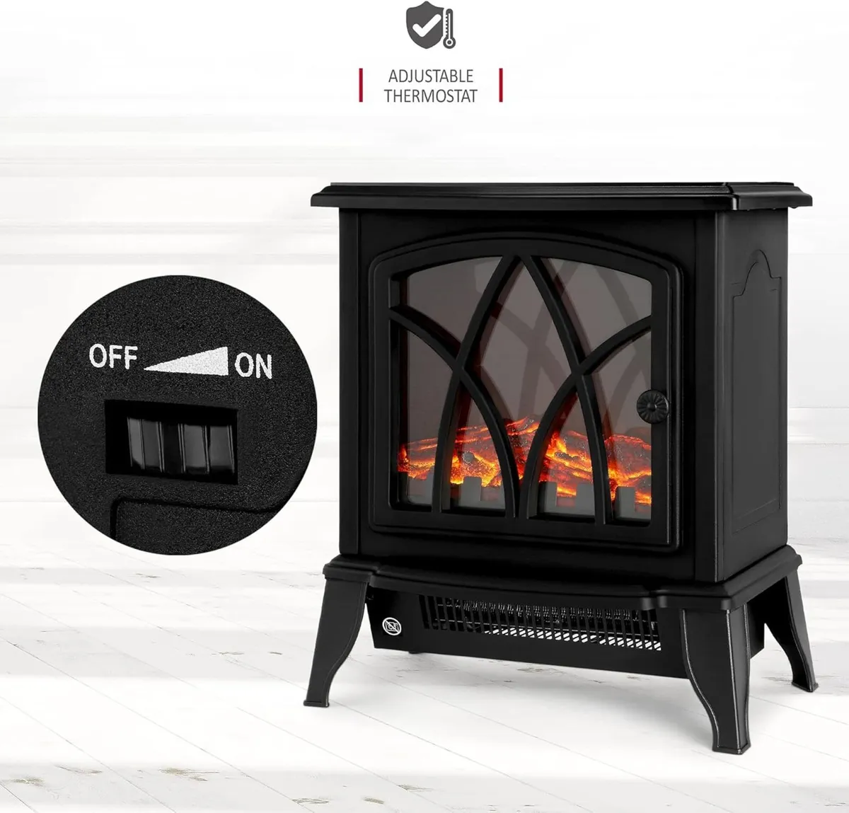 Electric Fireplace Stove Heater -1800W with Fire - Image 4