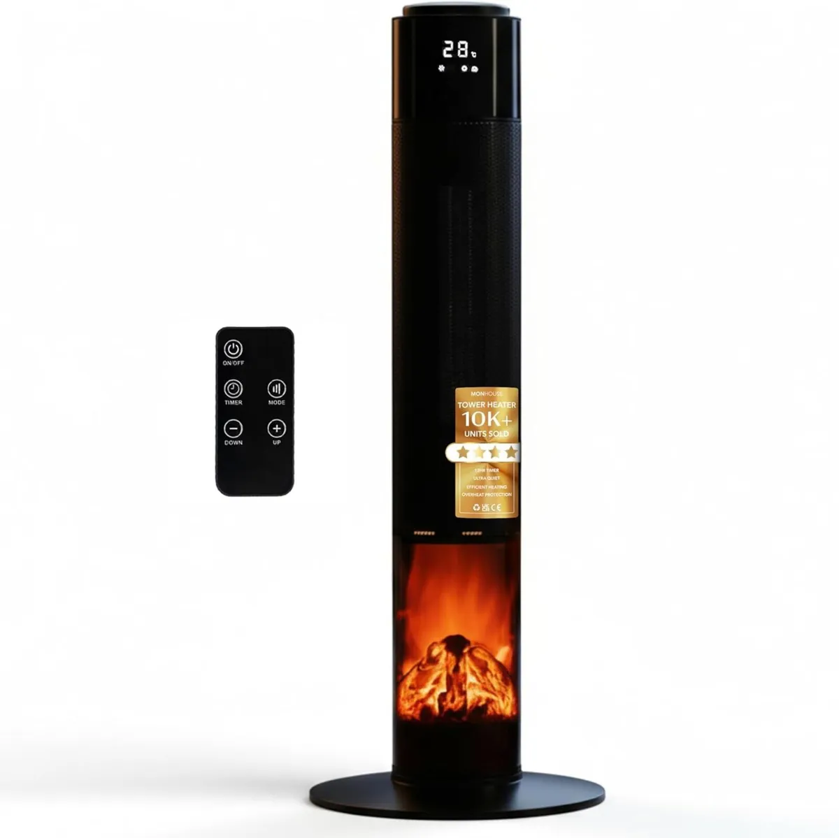 Oscillating Tower Fan Heater with Fireplace 33 - Image 1