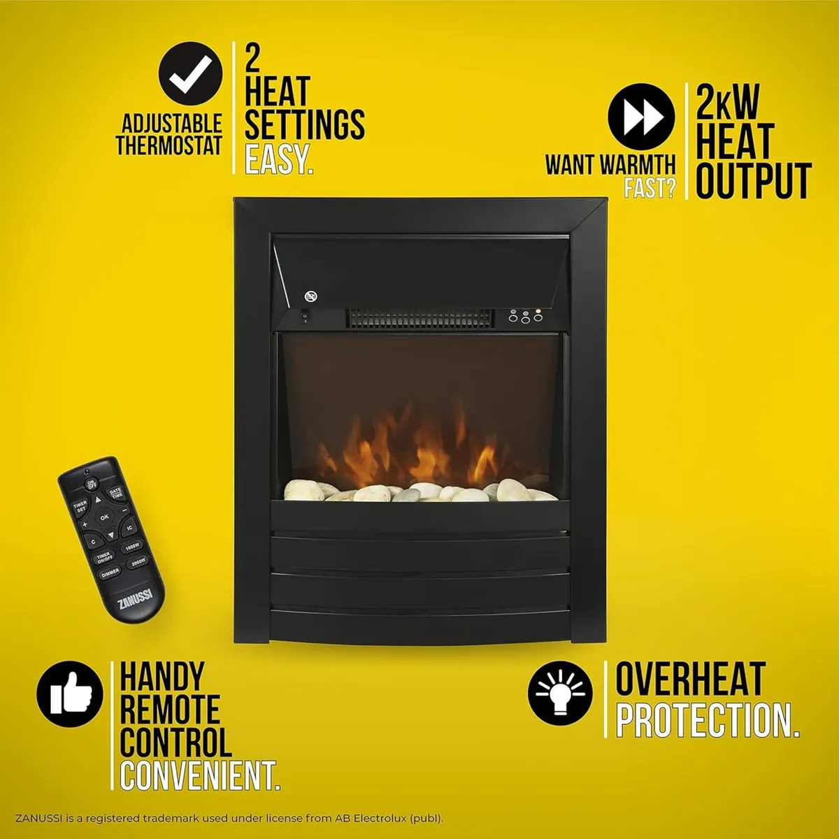 ZEFIST1003B 2 KW Black Electric Inset Fire Stove - Image 4