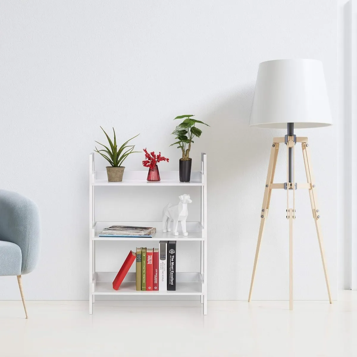 Freestanding Shelf with 3 Levels Ladder Rack for - Image 2