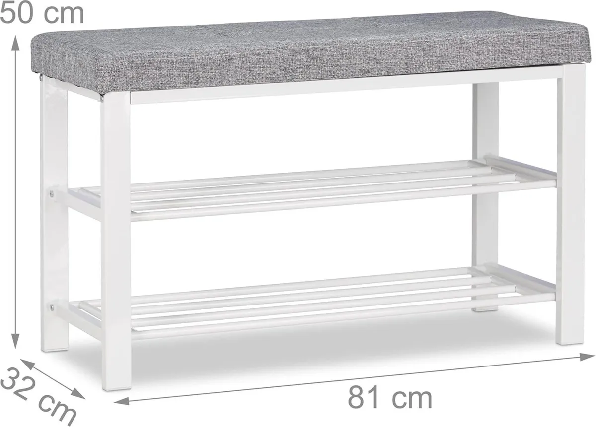 Shoe Storage Bench Fabric Cover Comfortable Seat - Image 3